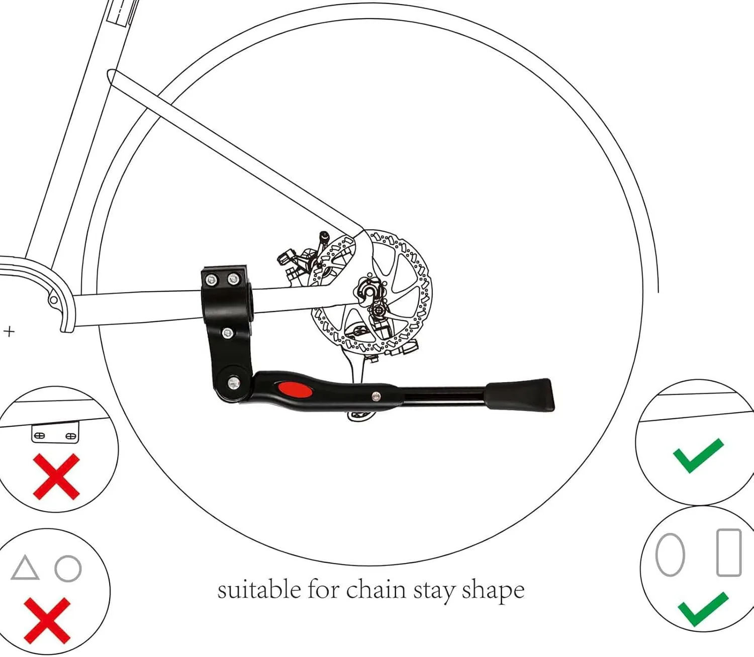 Bike Kickstand Aluminium Adjustable Center Bicycle Kickstand suitable Rear Side Bicycle Kickstand Fit for 26" 27.5" 29" 700C Bike Kick Stand for Bicycles Kickstand