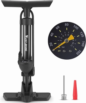 Bike Floor Pump, Bikes Pump with Gauge,Bicycle Air Pump with High Pressure 160 Psi, Bike Tire Pump with Presta Schrader Valves，Portable Hand Pump Bike, Fits Road Bikes MTB E-Bike, Ball
