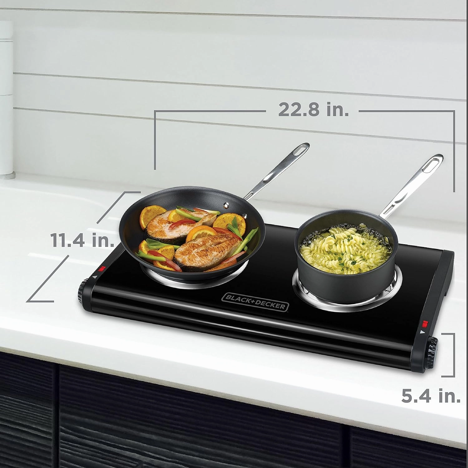 BLACK DECKER Double Burner Portable Buffet Range, Black, DB1002B