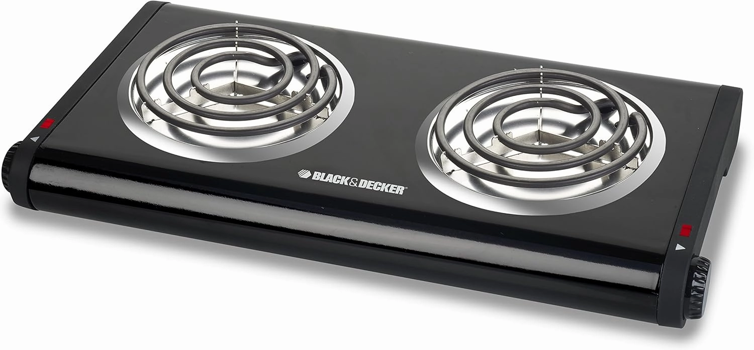 BLACK DECKER Double Burner Portable Buffet Range, Black, DB1002B