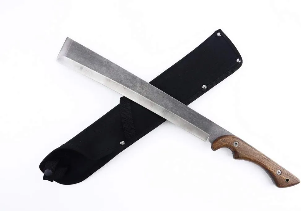 Blazing S. 19.3" Hunting Trail Cutting Japanese Nata Style Machete, Heavy Duty, Ergonomic Wood Handle with Nylon Sheath