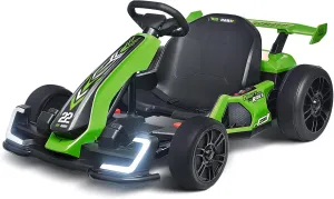 Blitzshark 24V Kids Go Kart 300W Powerful Drift Kart Electric Pedal Kart Outdoor Race Toy, with 2X150W Strong Motor, 7AH Big Battery, Drift/Sports Mode, Green