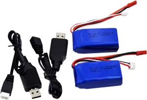 Blomiky 2 Pack 8.14Wh 7.4V 1100mAh 35C Li-ion-Po Battery with JST Plug for Wltoys A949 A959 A969 A979 A320 A321 RC Truck Cars and K929 RC Helicopter Airplane A959 Battery 2