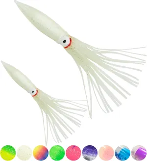 BLUEWING 10pcs Trolling Squid Skirts Fishing Saltwater with Float Inside 6in/9in Octopus Lures for Tuna, Mahi, Marlin, Big Game Fish