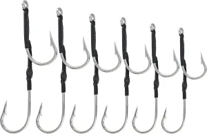 BLUEWING Double Rigged SS Southern Bend Hookset 2/5pcs Stainless Steel Big Game Fishing Trolling Hooks with Rubber Tube for Saltwater Fish