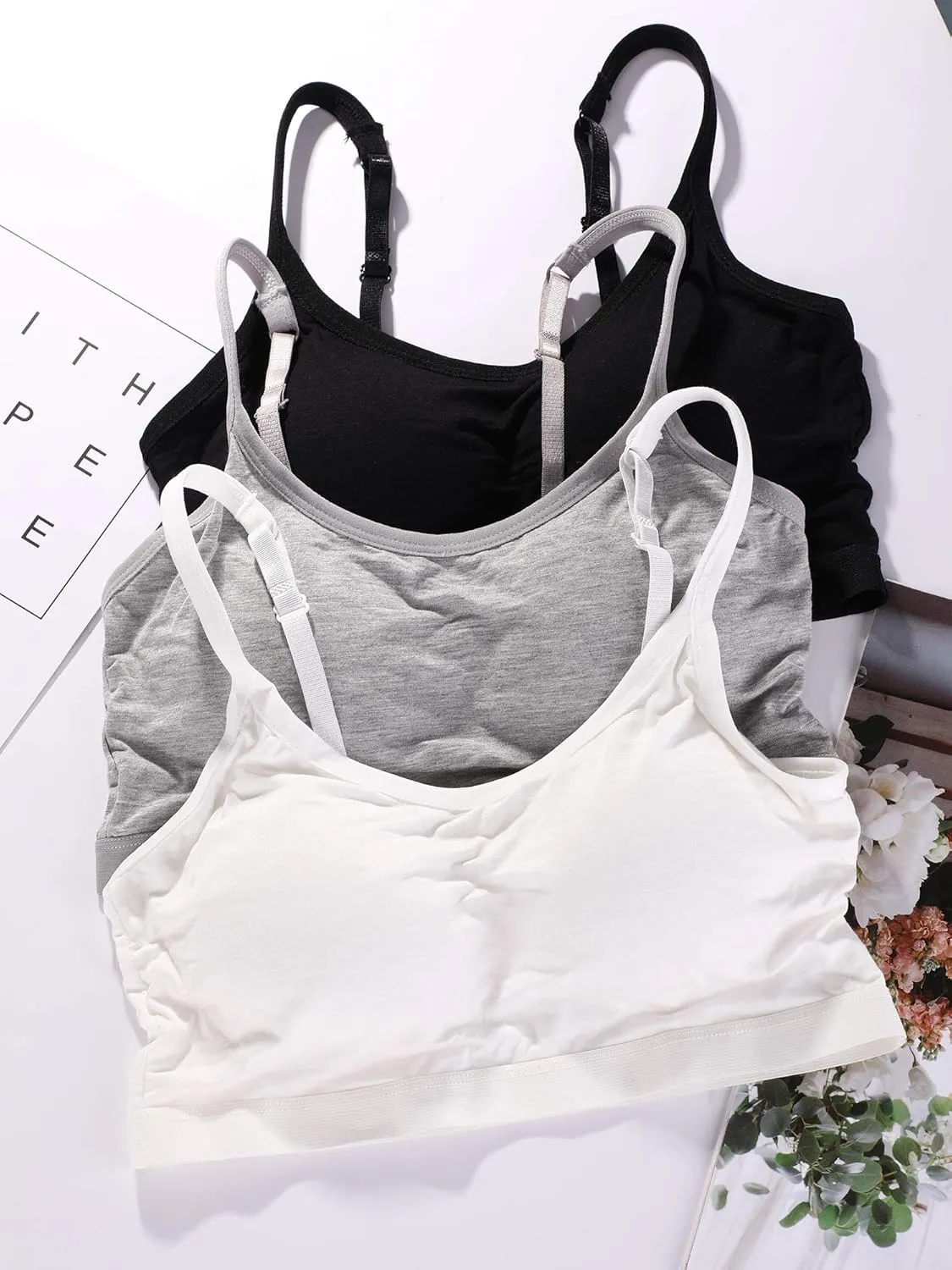 Blulu Mini Camisole Bra Wireless Padded Bra with Adjustable Straps for Women Girls