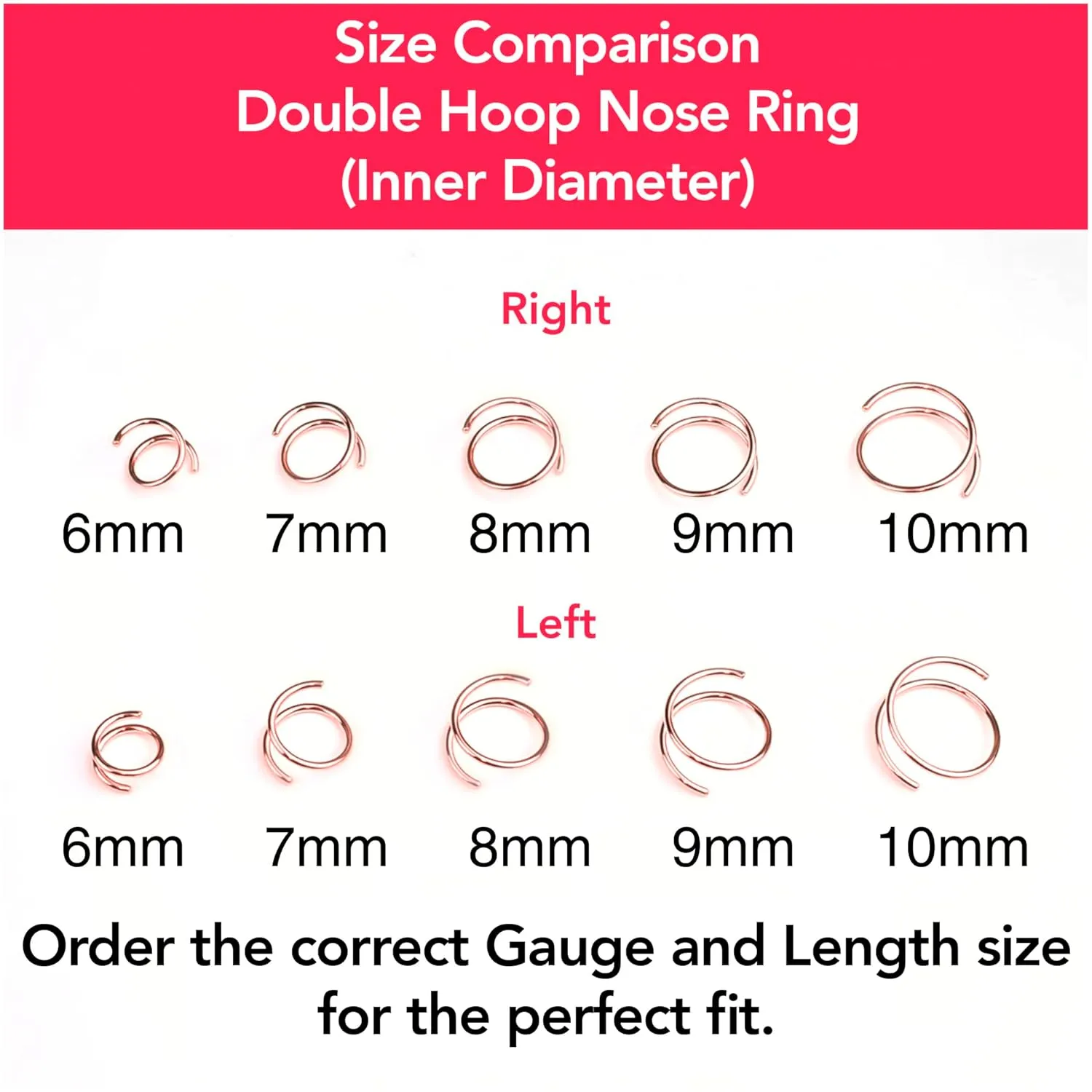 Body Candy 14k Solid Gold Double Hoop Nose Ring for Single Piercing - Handmade in USA by Master Jeweler - Hypoallergenic Real Gold Spiral Nose Jewelry for Women and Men -20 Gauge 7mm Left