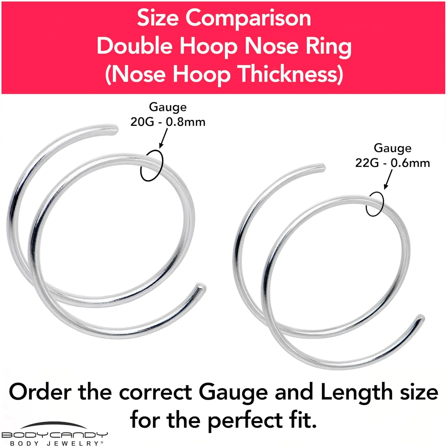 Body Candy 14k Solid Gold Double Hoop Nose Ring for Single Piercing - Handmade in USA by Master Jeweler - Hypoallergenic Real Gold Spiral Nose Jewelry for Women and Men -20 Gauge 7mm Left