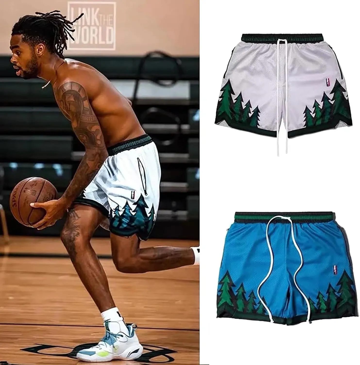 BOOMLEMON Men's Basketball Shorts Gym Training Workout Athletic Shorts Mesh Graphic Print Running Short Pants