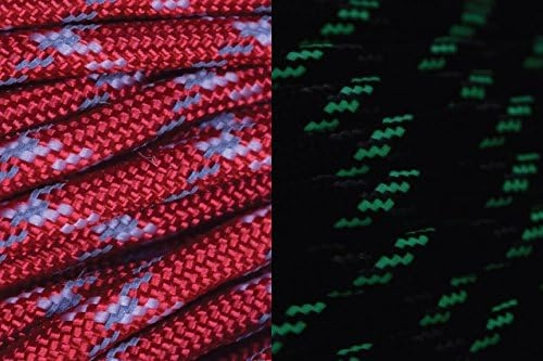 BORED? PARACORD! UltraCord 100 Feet - Red - Reflective, Glow in The Dark Cord with Fishing Line and Jute Inside