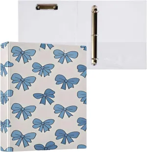 Bow Tie 3-Ring Binder with Clipboard & 2 Pockets - 1.5 Inch Decorative Document Organizer 3-Ring Binder for Office, Meeting Supplies（228）