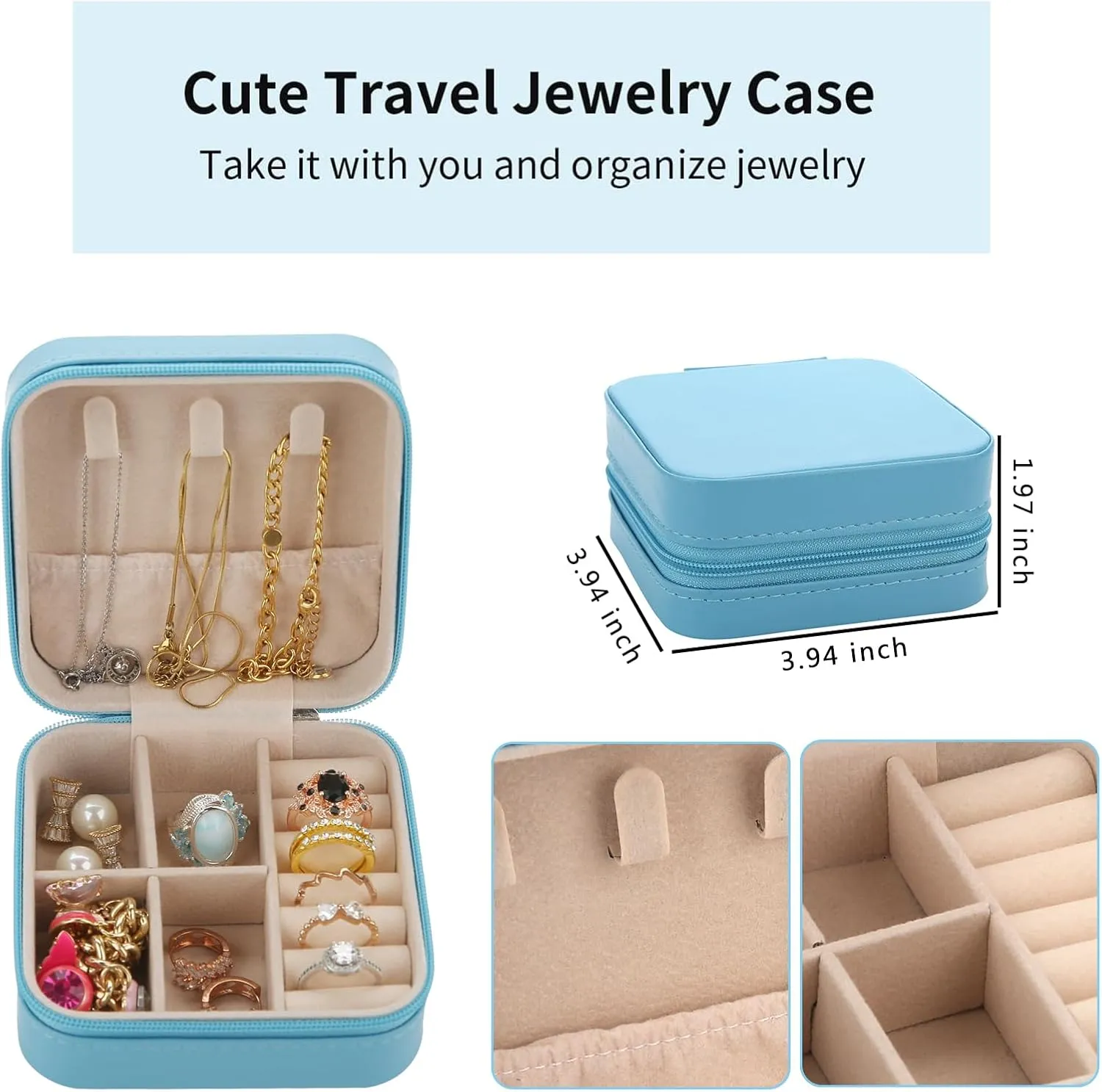 Bridesmaid Proposal Gifts Travel Jewelry Case Bachelorette Party Favors Small Jewelry Box Bridesmaid Gift Organizer Storage Box (6, White&Sage Green)