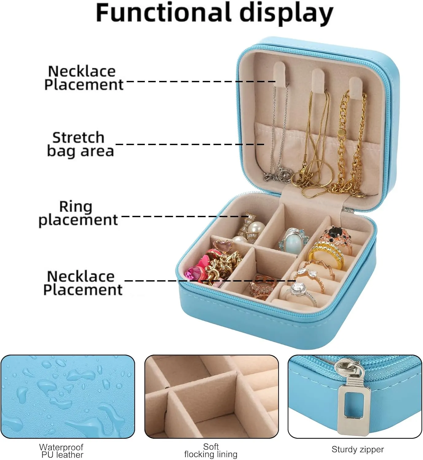 Bridesmaid Proposal Gifts Travel Jewelry Case Bachelorette Party Favors Small Jewelry Box Bridesmaid Gift Organizer Storage Box (6, White&Sage Green)