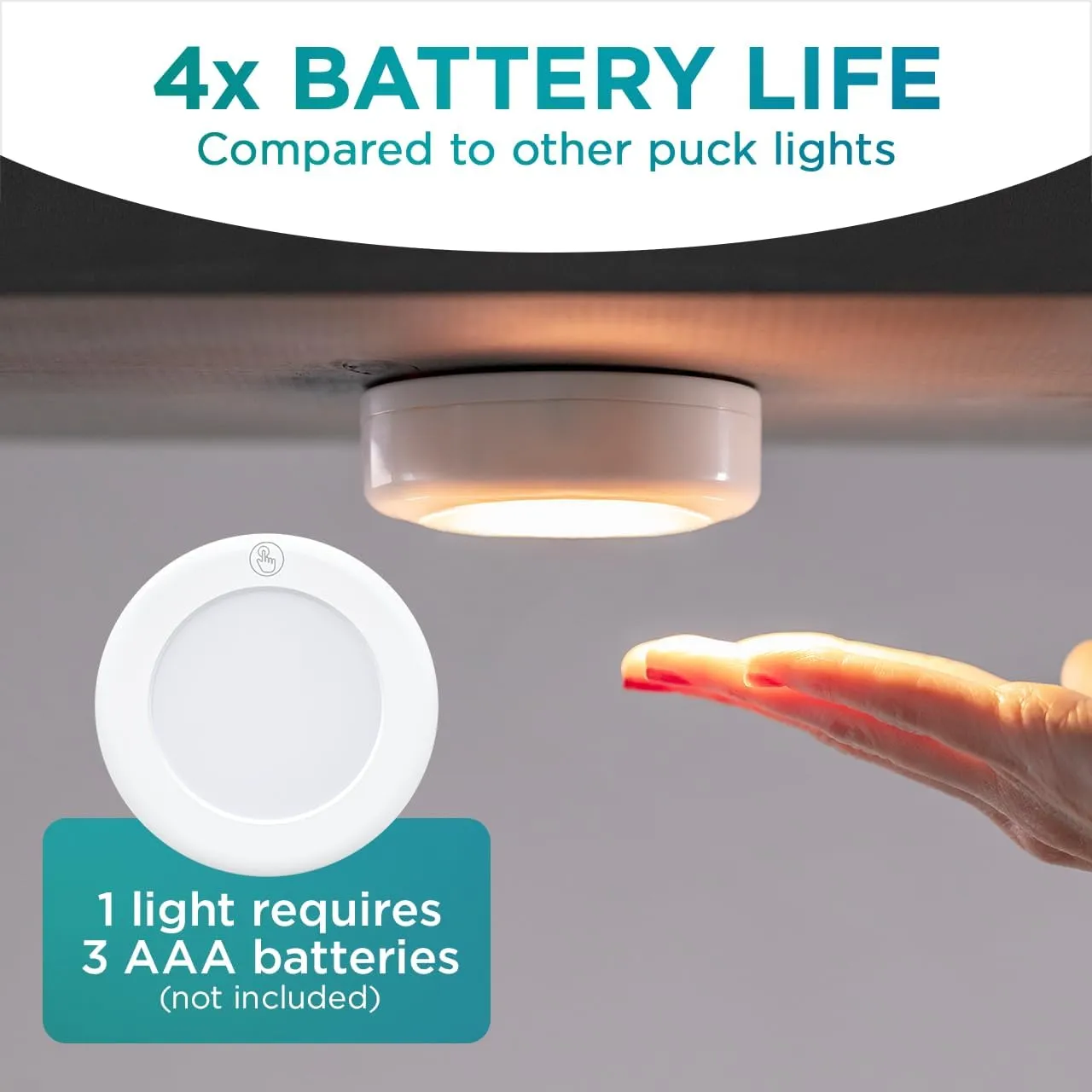 Brilliant Evolution Wireless LED Puck Light 3 Pack | Works With Remote Control | Under Cabinet , Closet Light | Battery Powered | Under Counter Lighting | Stick On Lights