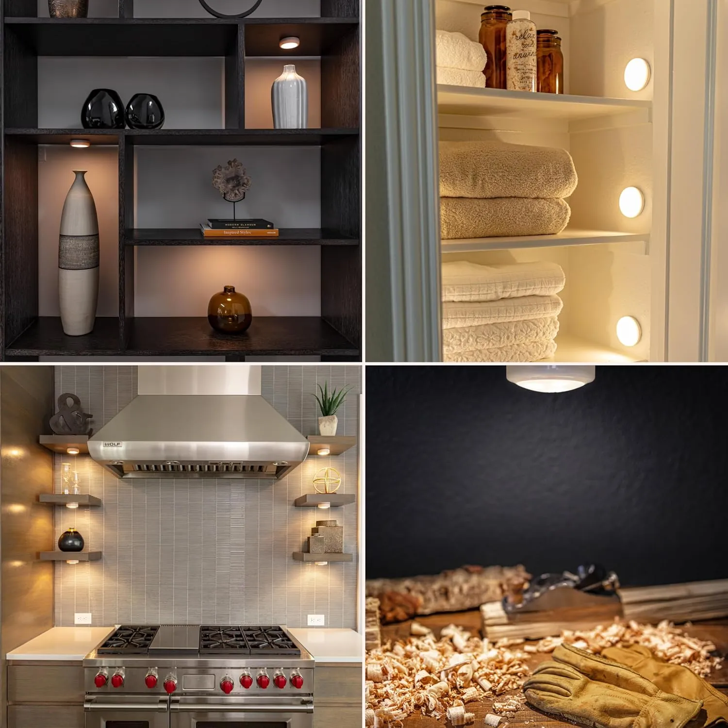 Brilliant Evolution Wireless LED Puck Light 3 Pack | Works With Remote Control | Under Cabinet , Closet Light | Battery Powered | Under Counter Lighting | Stick On Lights