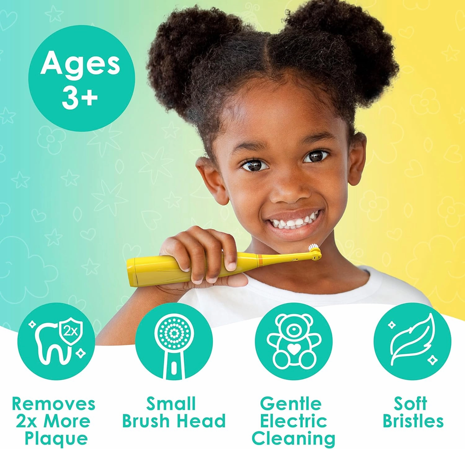 Brusheez Kids’ Electric Toothbrush Set - Safe & Effective for Ages 3  - Parent Tested & Approved with Gentle Bristles, 2 Brush Heads, Rinse Cup, 2-Minute Timer, & Storage Base (Jovie The Giraffe)