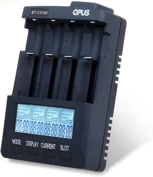 BT - C3100 V2.2 Universal Battery Charger Speedy LCD Display Smart Battery Charger for Rechargeable Batteries Ni-MH Ni-Cd AA AAA,3.7V Li-ion 18650 26650 17670 14500 18490 (4-Slot)