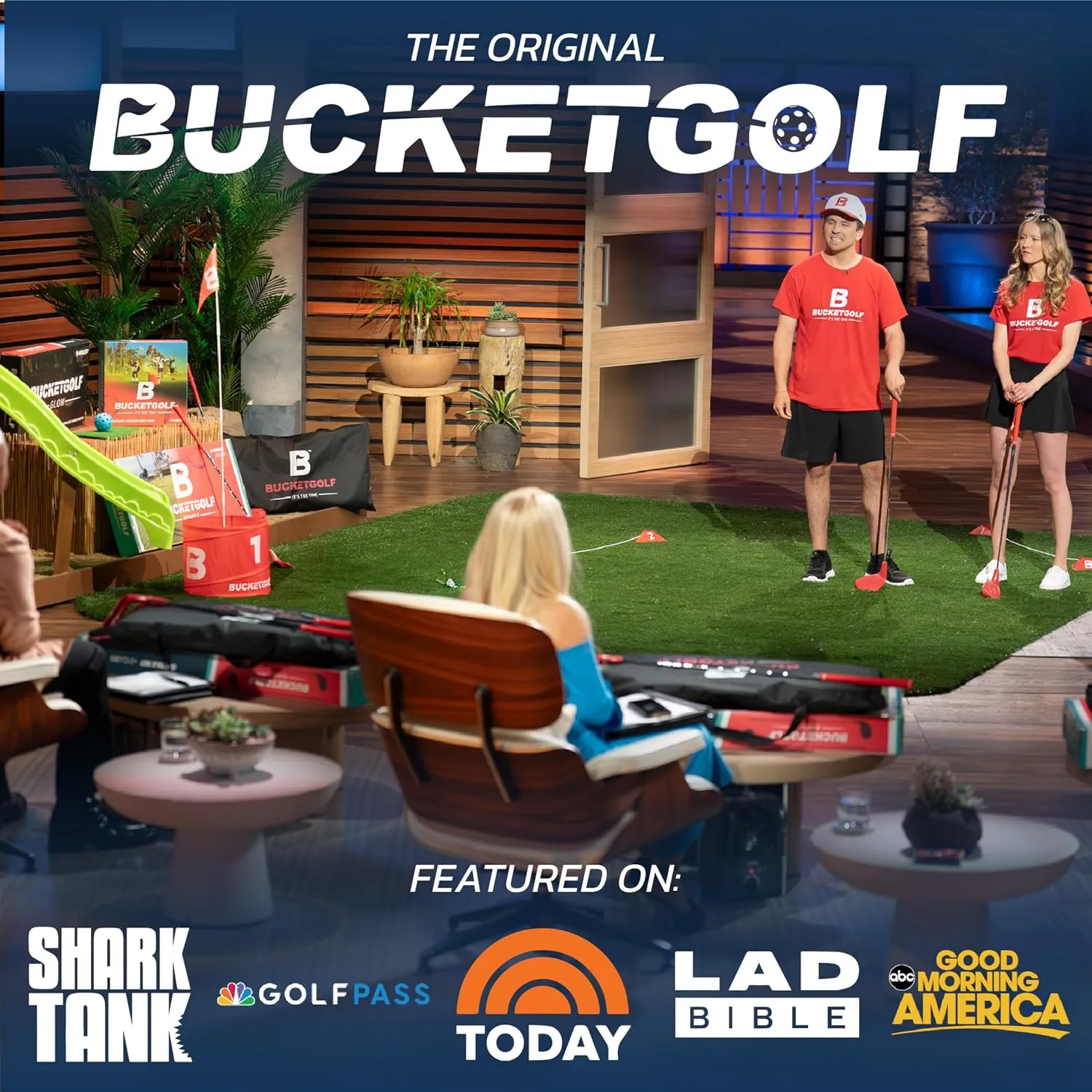 bucketgolf 9 Hole Bundle - Outdoor Golf Game for All Ages. Adults, Kids, Family. Play Anywhere - Yards, Beach, Park, Backyard. Includes 2 Clubs (1 RH   1 LH)