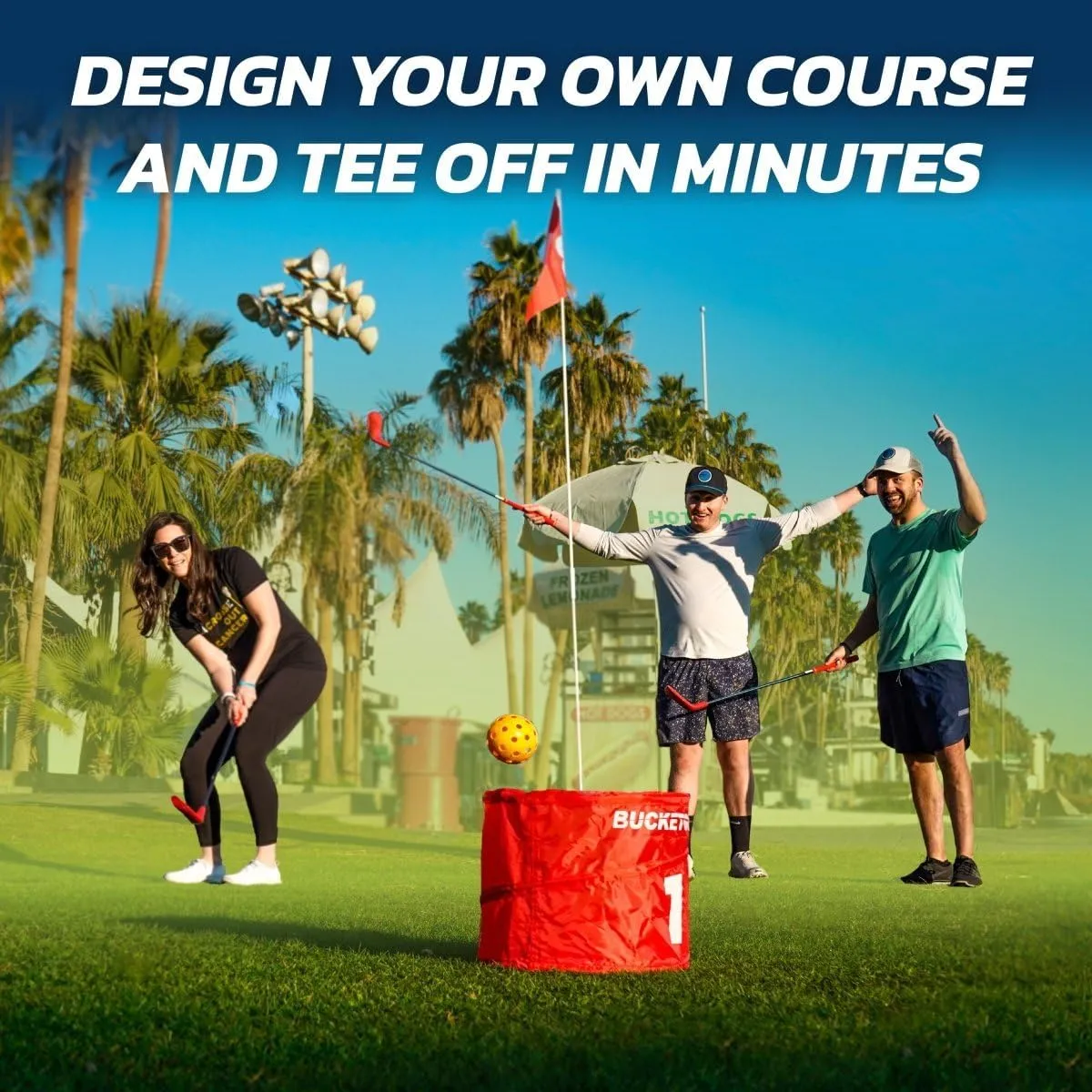 bucketgolf 9 Hole Bundle - Outdoor Golf Game for All Ages. Adults, Kids, Family. Play Anywhere - Yards, Beach, Park, Backyard. Includes 2 Clubs (1 RH   1 LH)