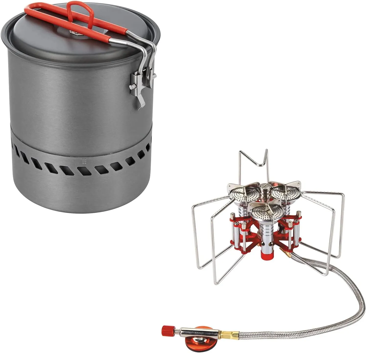 Bulin Camping Cooking Pot Heat Exchanger Outdoor Camp Pot 1.5 Liter Camping Gas Stove Burner 5800W