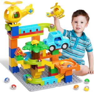 burgkidz Marble Runs for Kids 4-8, Educational Learning Marble Maze Toys Compatible with All Major Brands of Building Blocks STEM Toys for Kid Age 3 4 5 6 7 8 