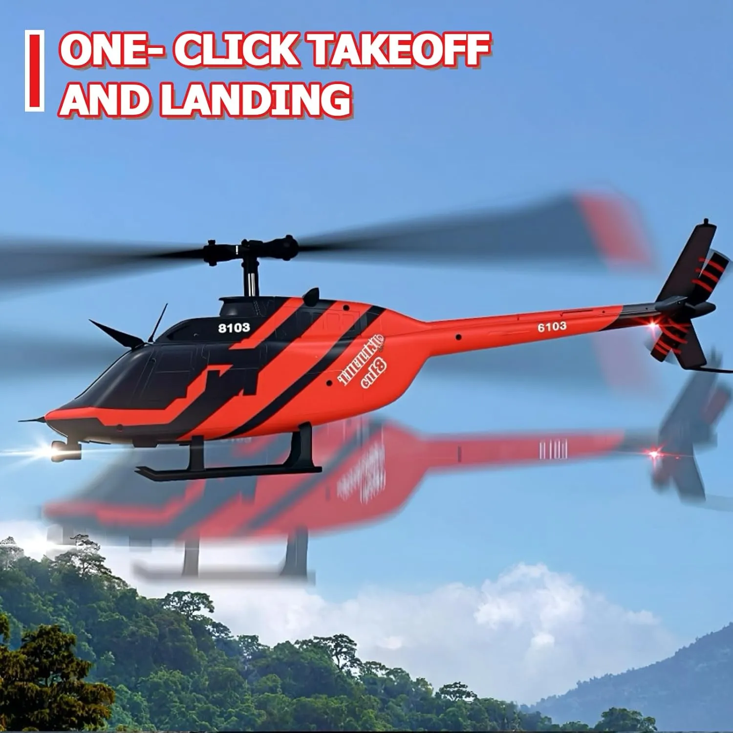 C138 1/33 Scale 206 Bell RC Helicopter for Adults - Optical Flow Positioning, 2.4G 6CH, 6-Axis Gyro, Altitude Hold, Heli Single Rotor, 10-12min Flight, Easy Control for Beginners (3 Batteries)