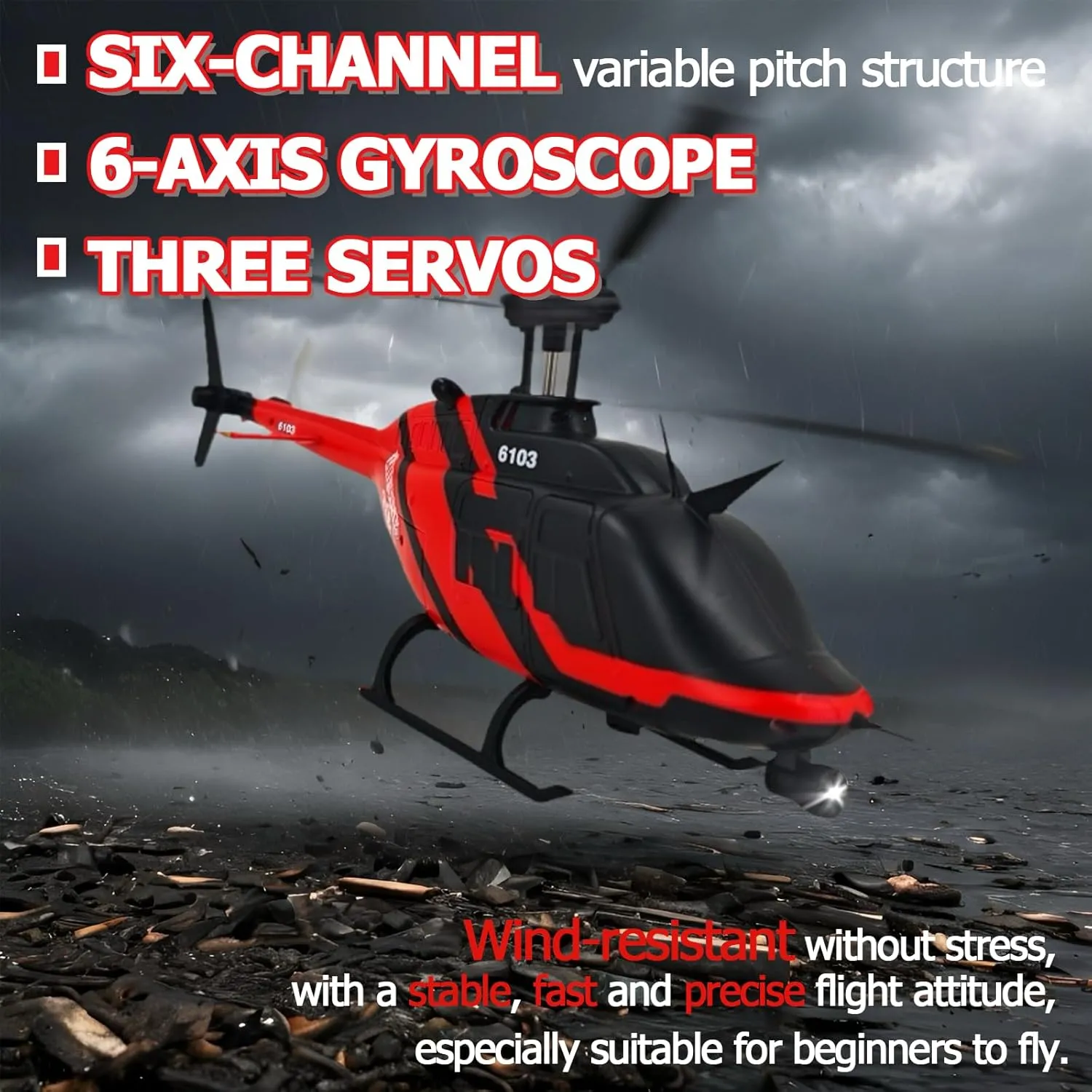 C138 1/33 Scale 206 Bell RC Helicopter for Adults - Optical Flow Positioning, 2.4G 6CH, 6-Axis Gyro, Altitude Hold, Heli Single Rotor, 10-12min Flight, Easy Control for Beginners (3 Batteries)