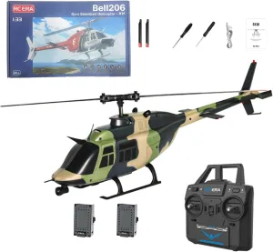 C138 Bell 206 RC Helicopter for Adults, 1/33 2.4G 6CH 6-Axis Gyro Brushless Optical Flow Positioning Helicopter Altitude Hold Aileron-Free Aircraft - RTF /2 Battery