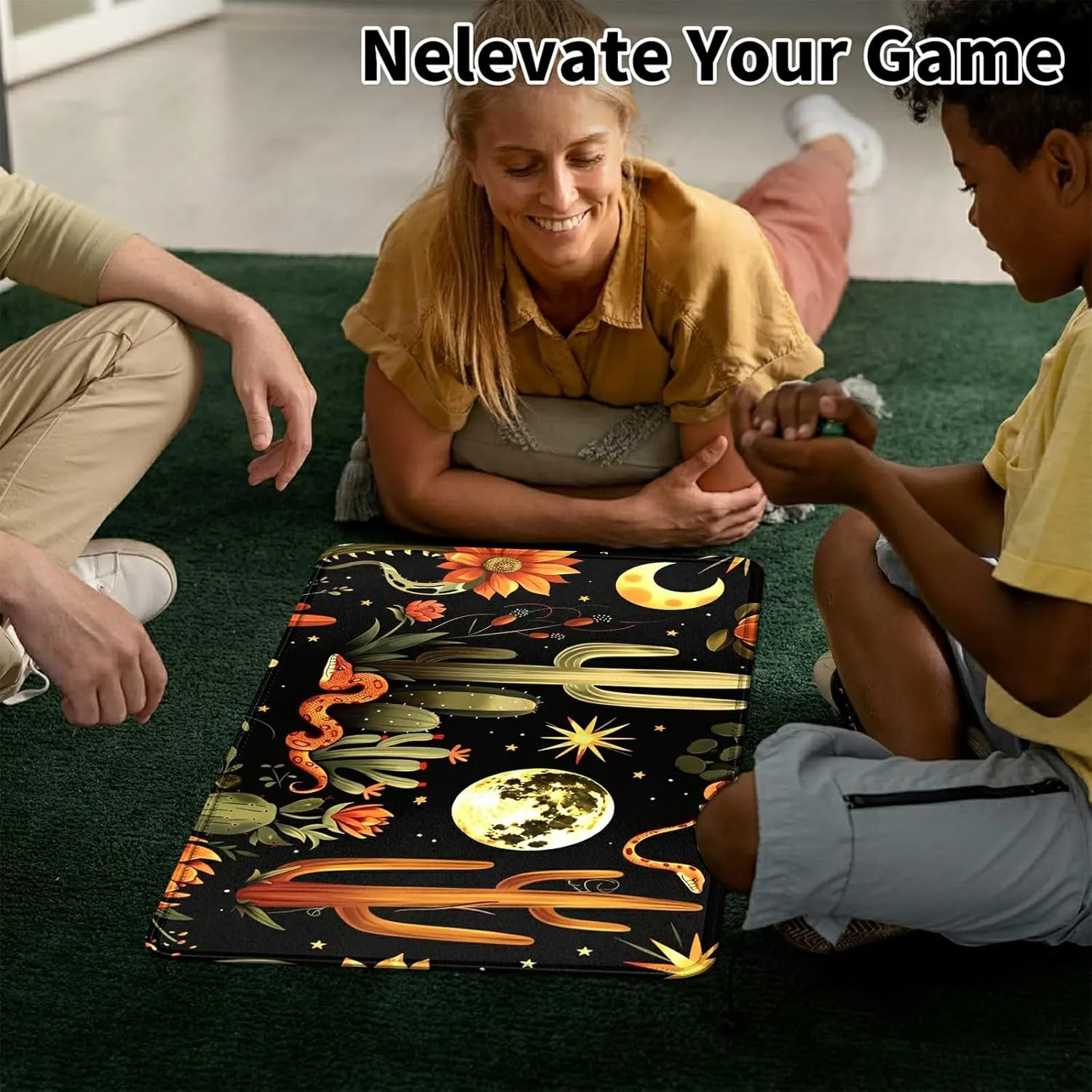 Cacti and Desert Eleme Card Mat for MTG & TCG Playmat Mouse Pad,23.6" x 13.8" Game Mat Trading Card Game Playmats Table Mat Perfect for Card Games Video Games Computer Office