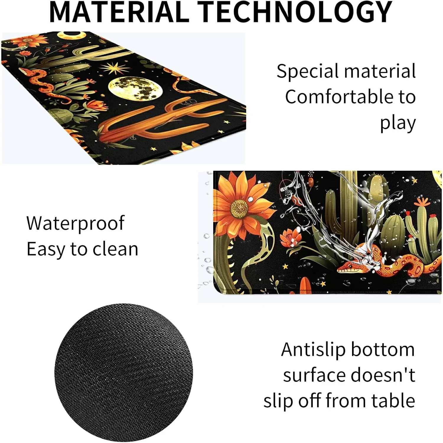 Cacti and Desert Eleme Card Mat for MTG & TCG Playmat Mouse Pad,23.6" x 13.8" Game Mat Trading Card Game Playmats Table Mat Perfect for Card Games Video Games Computer Office