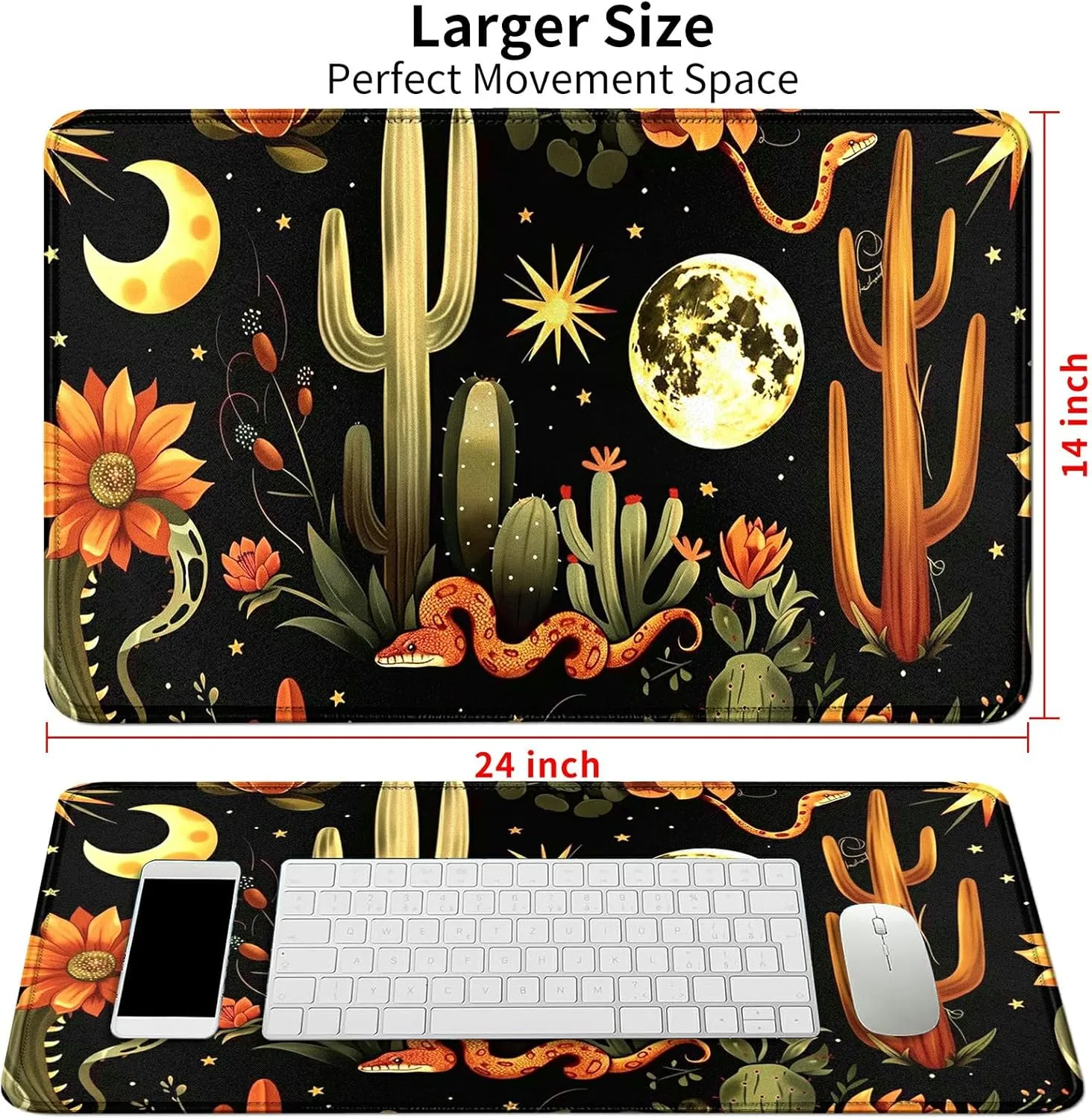 Cacti and Desert Eleme Card Mat for MTG & TCG Playmat Mouse Pad,23.6" x 13.8" Game Mat Trading Card Game Playmats Table Mat Perfect for Card Games Video Games Computer Office
