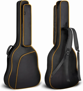 CAHAYA 44 Inch Guitar Bag for Dreadnought and Jumbo Orange Line Gig Bag 0.47in Thick Padding Water Resistent Adjustable Shoulder Strap Guitar Case with Back Hanger Loop and Music Stand Pocket CY0285
