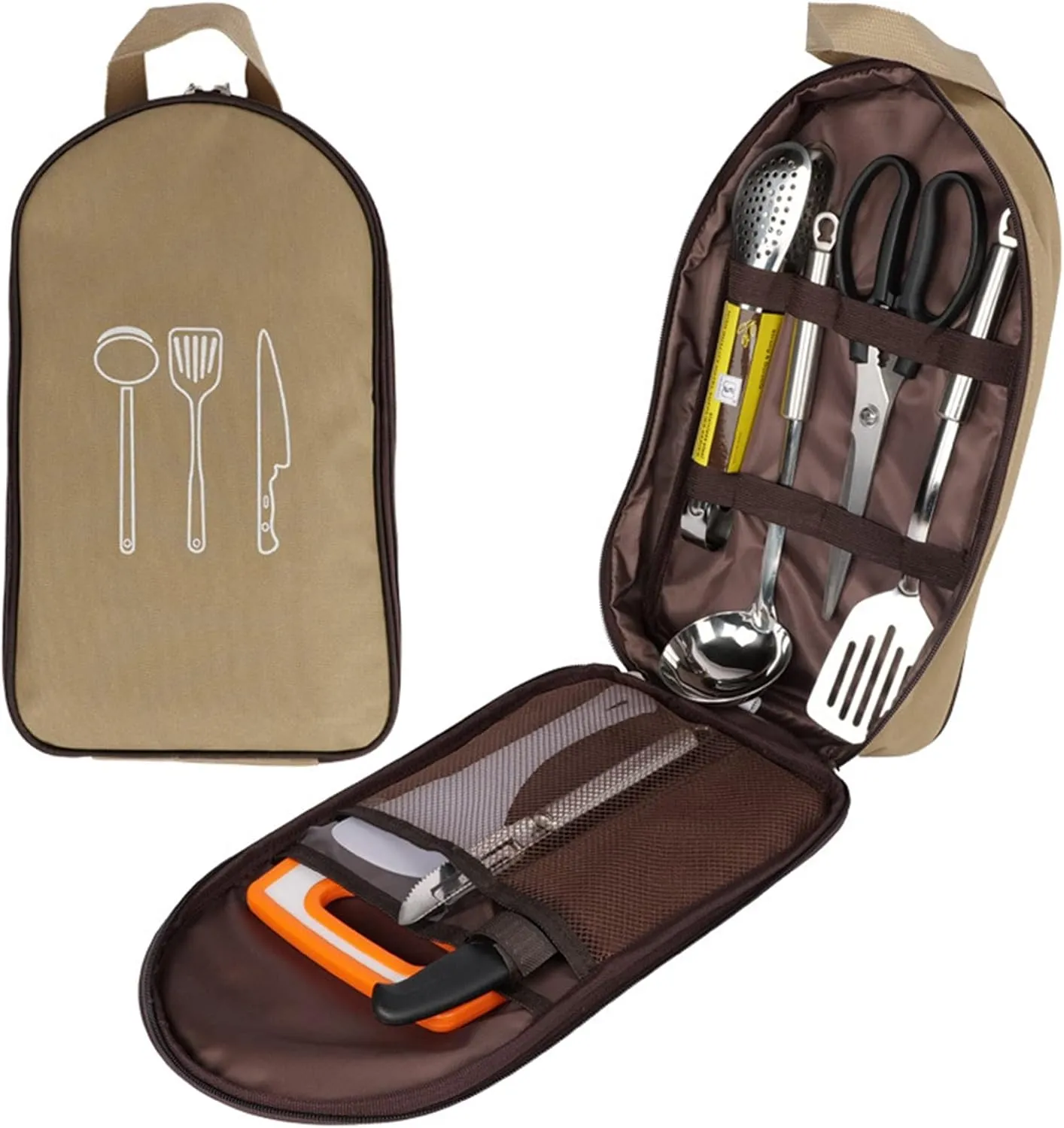 Camp Cooking Utensil, Stainless Steel Portable Camp Cooking Utensils Kit for Outdoor Camping