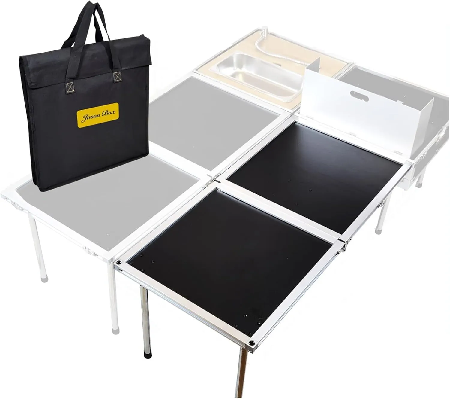 Camp Kitchen with Sink and Stove Camp Table Camping Kitchen Station Camp Cooking Set Camping Box with Wheels Portable Kitchen with Storage (Size : Add 1 Extra Table)
