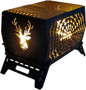 Campfire Stand Portable Wood Burning Camp Stove Carbon Steel Folding Firewood Stove for Outdoors Cooking Camping Picnic Backpacking Hiking