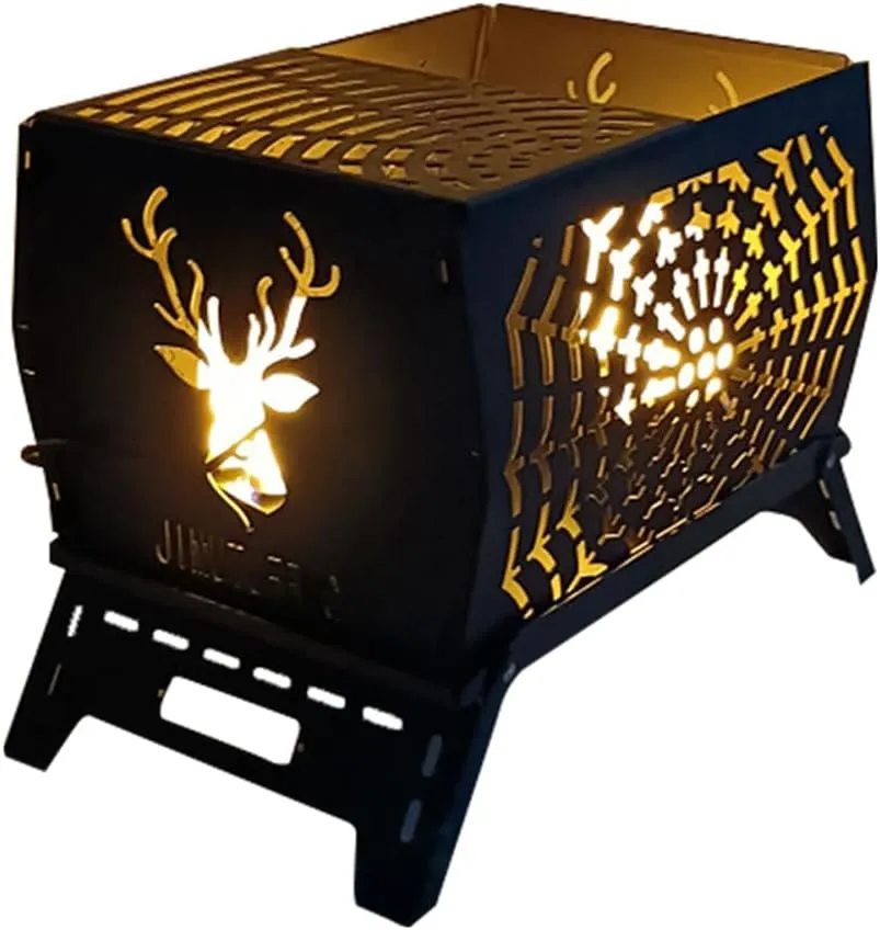 Campfire Stand Portable Wood Burning Camp Stove Carbon Steel Folding Firewood Stove for Outdoors Cooking Camping Picnic Backpacking Hiking