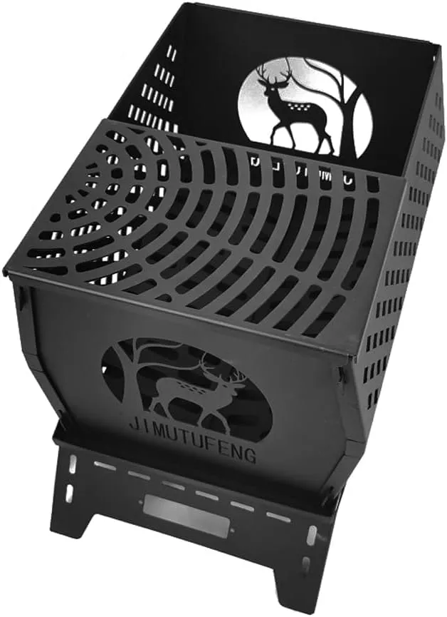 Campfire Stand Portable Wood Burning Camp Stove Carbon Steel Folding Firewood Stove for Outdoors Cooking Camping Picnic Backpacking Hiking