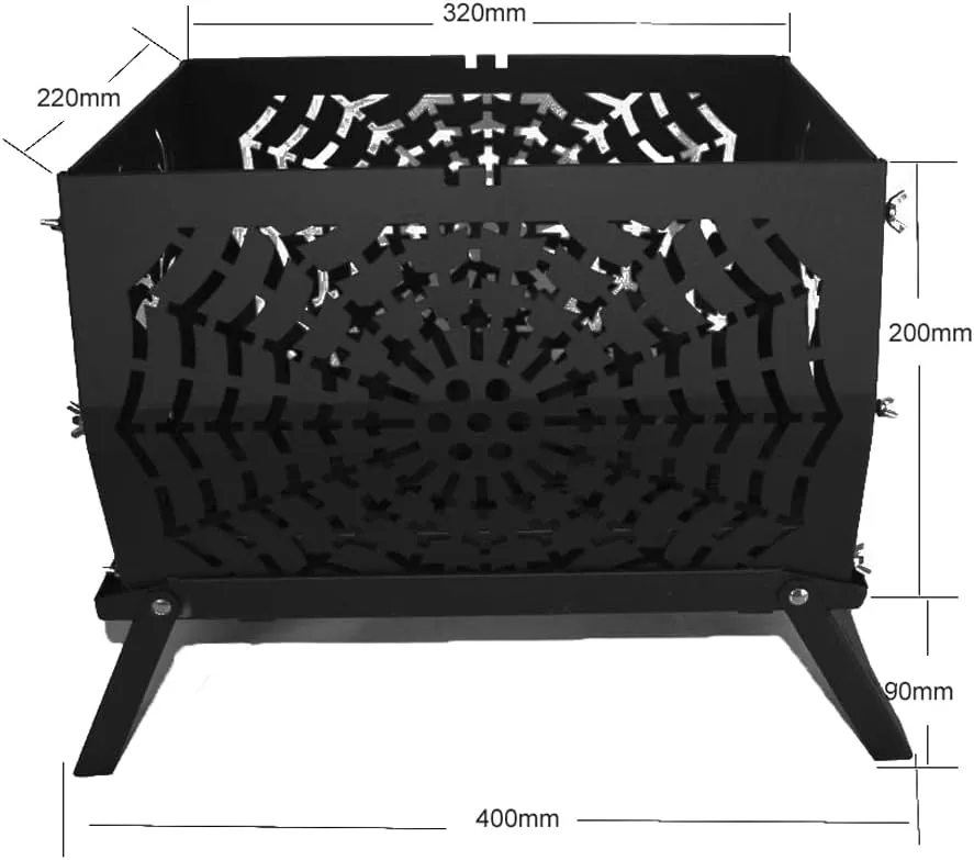 Campfire Stand Portable Wood Burning Camp Stove Carbon Steel Folding Firewood Stove for Outdoors Cooking Camping Picnic Backpacking Hiking