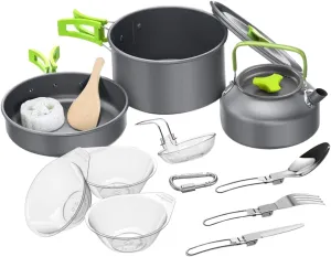 Camping Cookware Kit Lightweight Portable Picnic Tableware Utensils Set