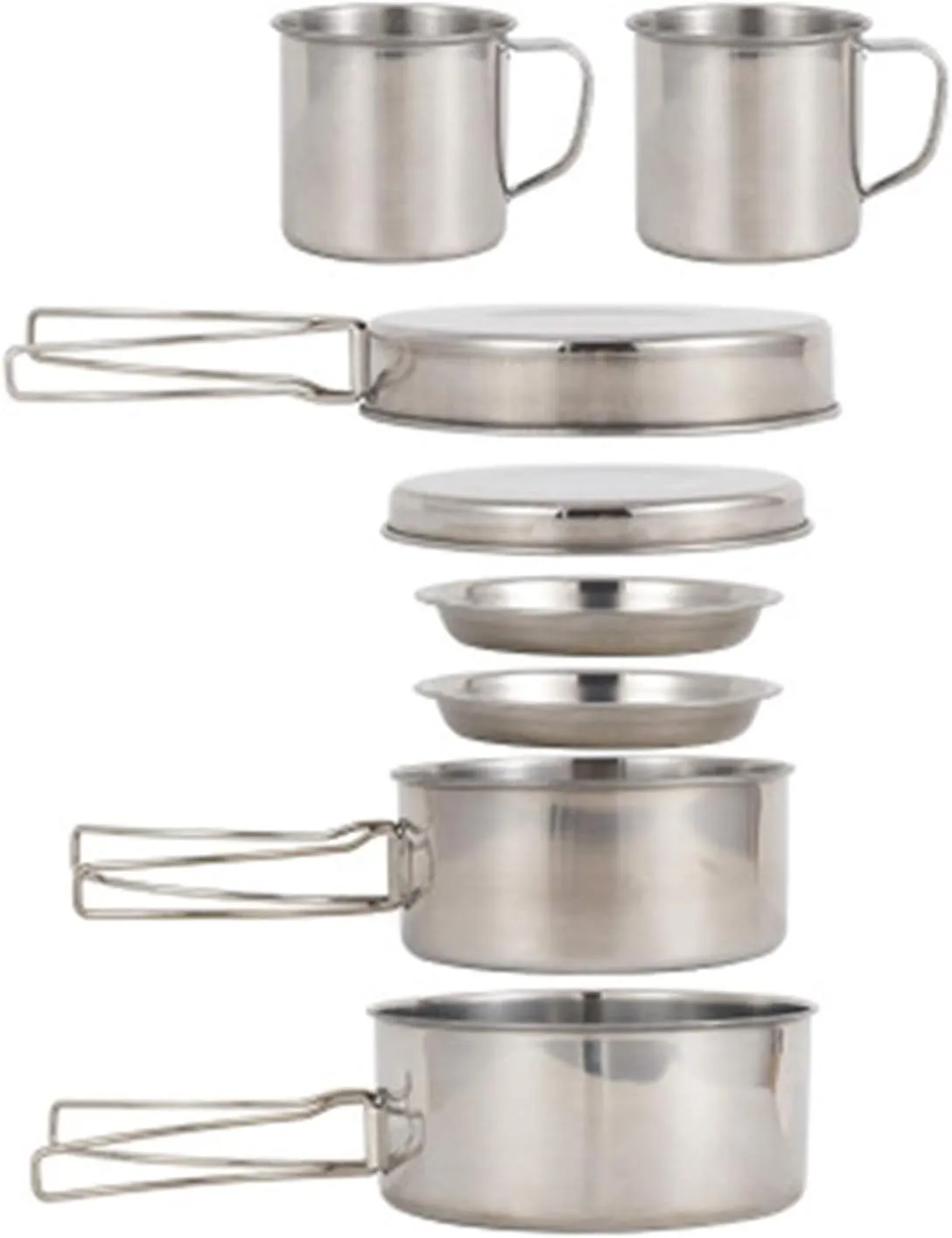 Camping Cookware Stainless Steel Camping Backpacking Cookware Kit Kit Camp Cooking Camping Cookware Picnic Camp Cooking Outdoor Camping Cookware (Color : Silver, Size : 5-6 people) (Silver 5)