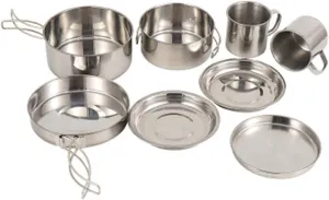 Camping Cookware Stainless Steel Camping Backpacking Cookware Kit Kit Camp Cooking Camping Cookware Picnic Camp Cooking Outdoor Camping Cookware (Color : Silver, Size : 5-6 people) (Silver 5)