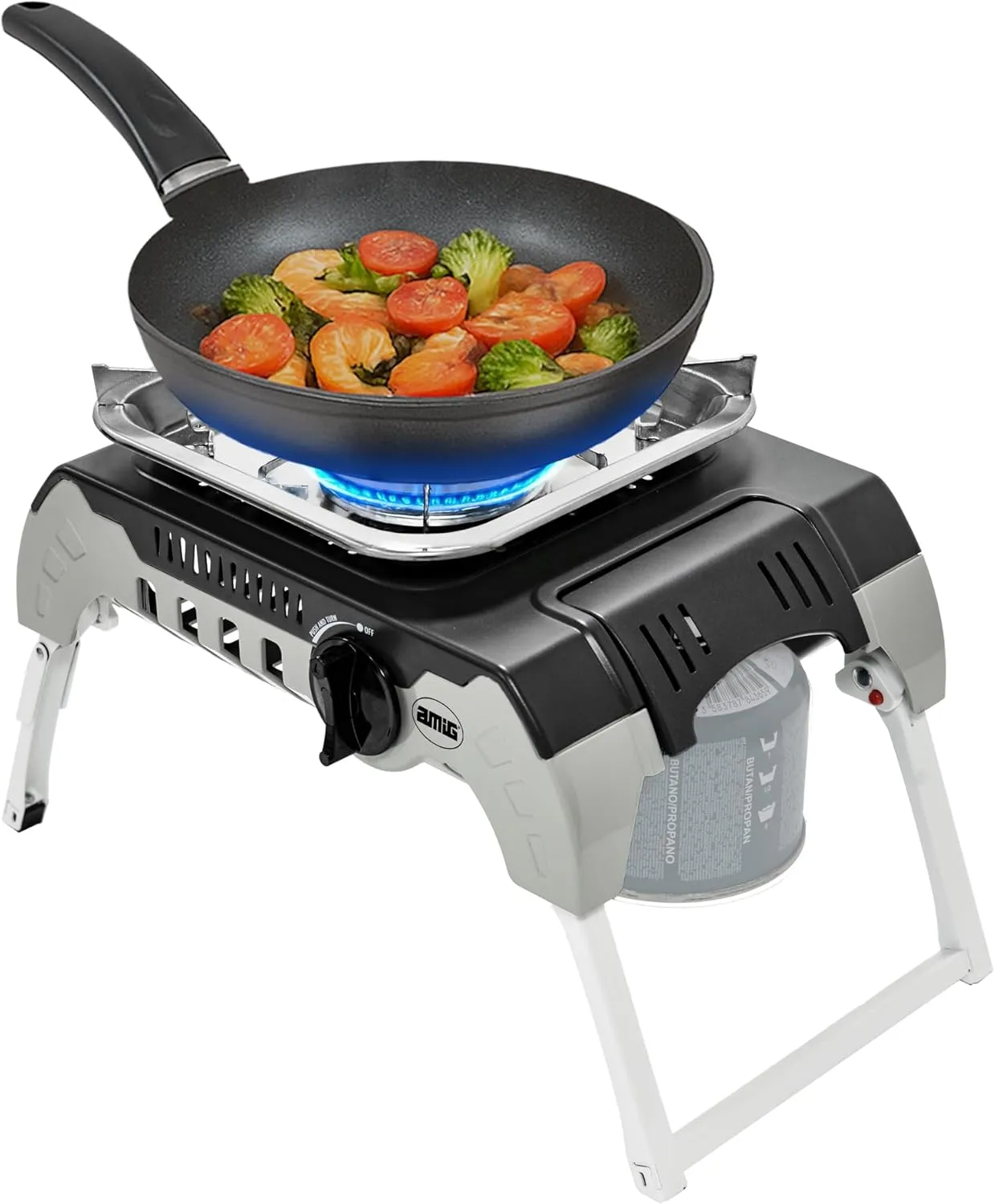 Camping Gas Möunt Portable Gas Stove for Outdoor Use with Stainless Steel Bracket and Flame Regulator 2.4kW Power for Trips and Camping CE Certified