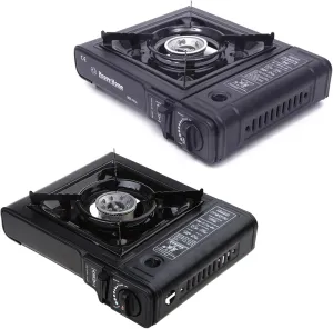 Camping Portable Gas Stove Black Stainless Steel Outdoor Cooking For Burner For Weekend Camping Trips Table Top Cooking Barbecue Burner Stove