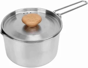 Camping Pot Stainless Steel Portable Kettle Foldable Handle Picnic Hiking 1L