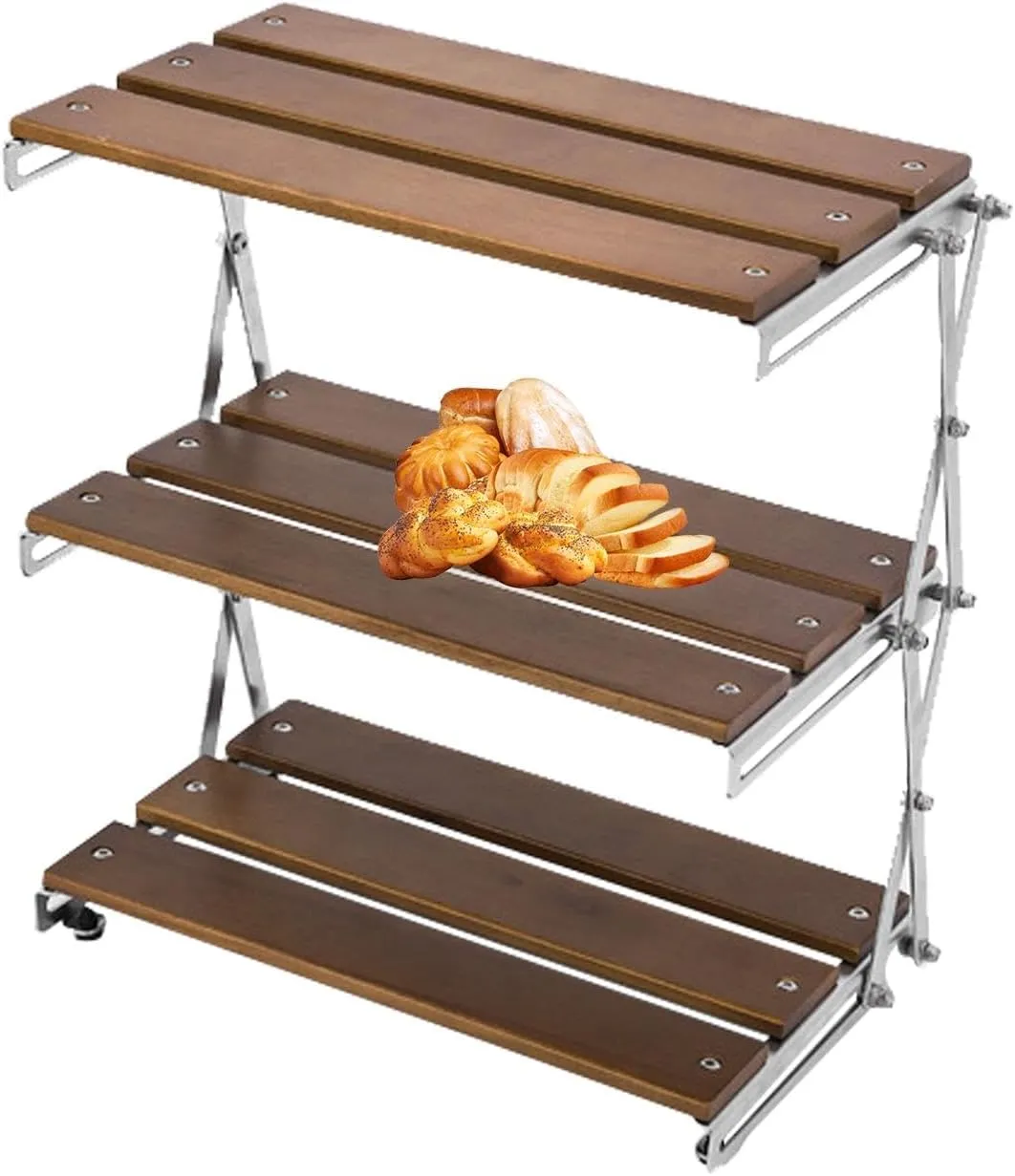 Camping Rack - Portable Camping Rack, Picnic Cooking Stand, Bbq Storage Organizer | Foldable 3 Layered Picnic Desk Display Organizer, Stable Camping Shelving Organizer Sturdy for Picnic Bbq Cooking