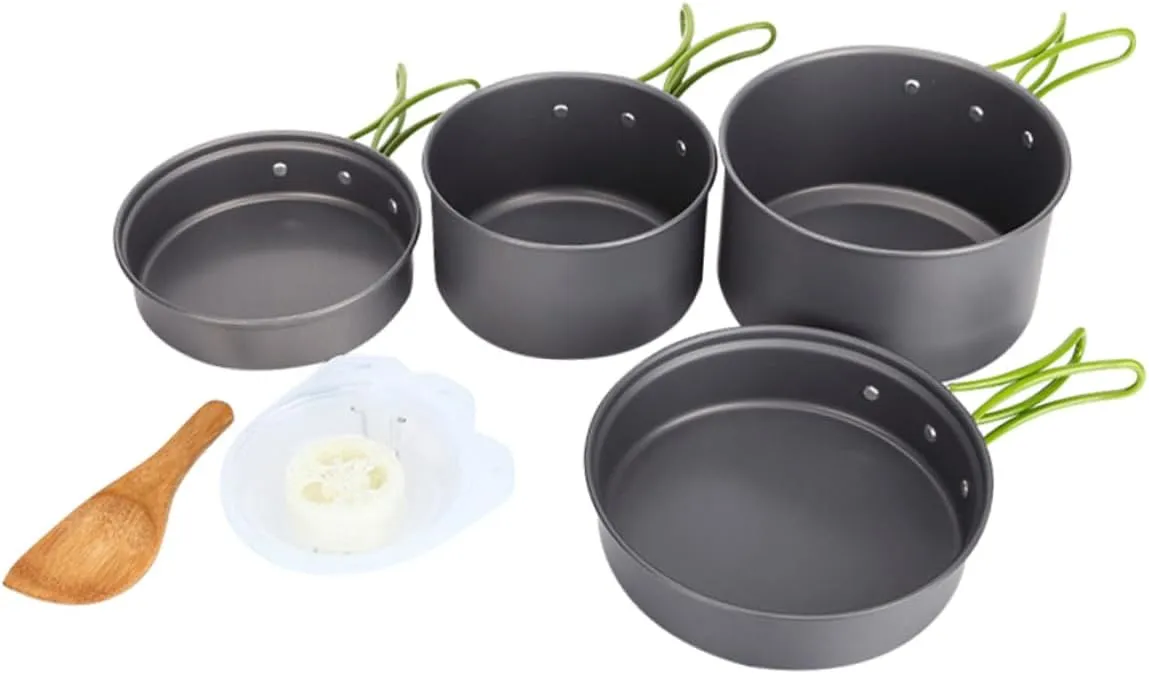 Camping Soup Pot Lightweight Set for Outdoor Use Non-Stick Coating Insulated Handle for Backpacking