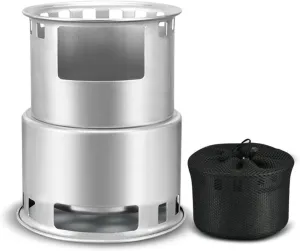 Camping Stove Portable Wood Burning Stoves Backpacking Survival Rocket Stove with Storage Bag-for Tents, Camping Heating and Cooking