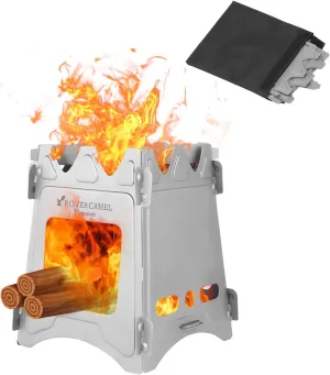 Camping Wood Stove Portable Folding Weight ium Wood Burning Backpacking Stove for Survival Cooking Picnic Hunting