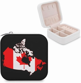 Canada Flag Map Mini Jewelry Box Organizer Case Travel Earrings Rings Necklace and Small Items Holder Boxes Storage