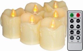 CANDLE IDEA 6 Battery Operated LED Votives with Remote Timer Small Unscented Flickering Flameless Electric Candles for Kitchen Home Decor Baptism Wedding Party Decorations Centerpieces Favors Gifts